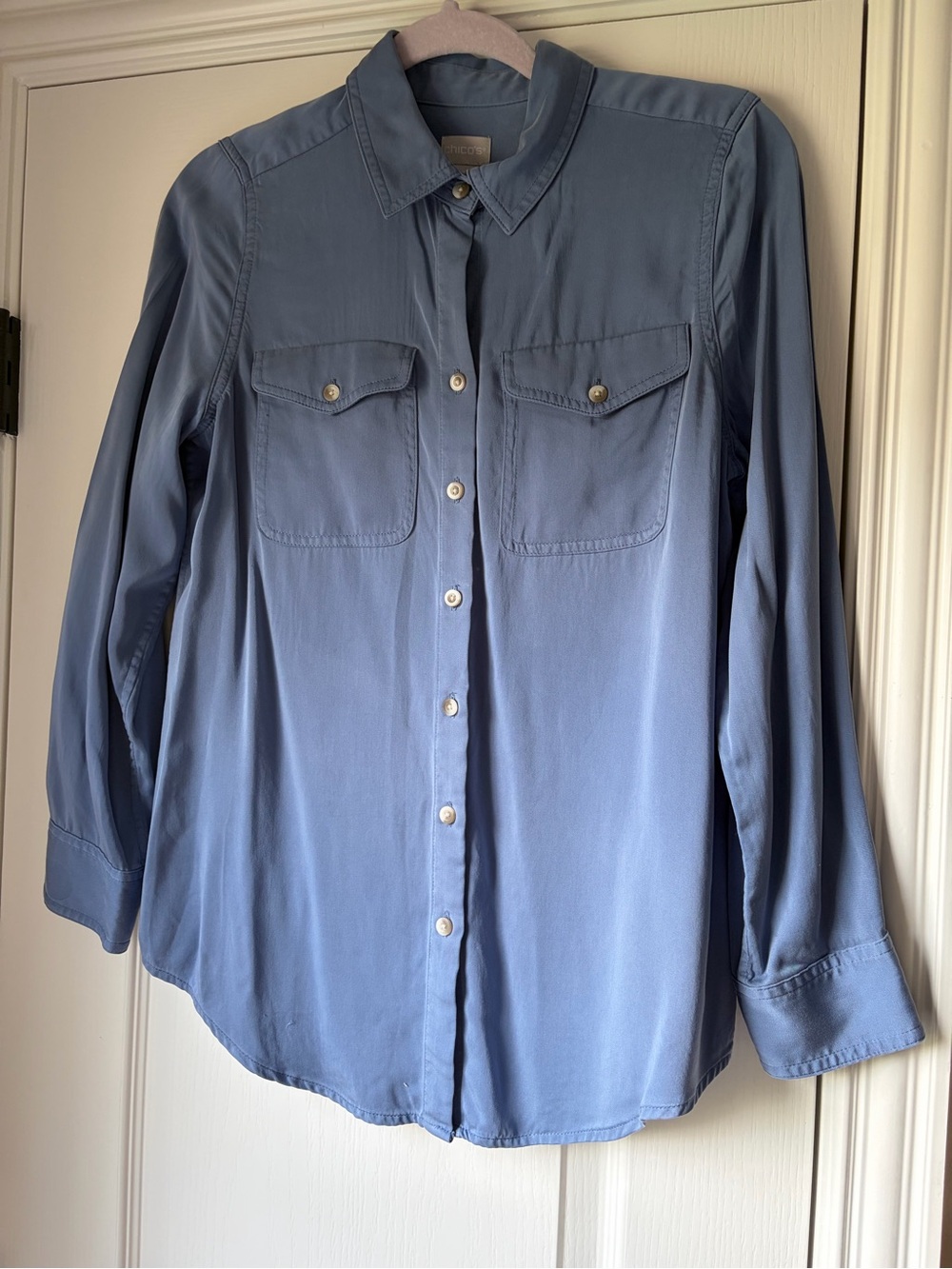 Chico's Steel Blue Button-Front Shirt